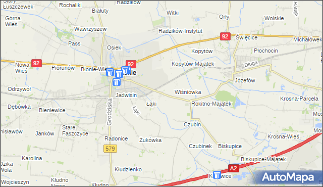 mapa Rokitno gmina Błonie, Rokitno gmina Błonie na mapie Targeo