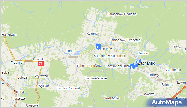 mapa Samsonów-Komorniki, Samsonów-Komorniki na mapie Targeo