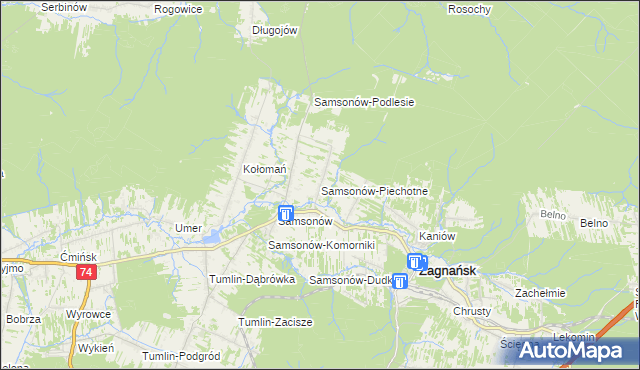 mapa Samsonów-Piechotne, Samsonów-Piechotne na mapie Targeo