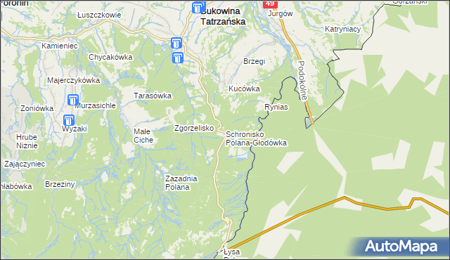 mapa Schronisko Polana-Głodówka, Schronisko Polana-Głodówka na mapie Targeo