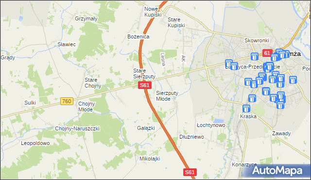 mapa Sierzputy Młode, Sierzputy Młode na mapie Targeo