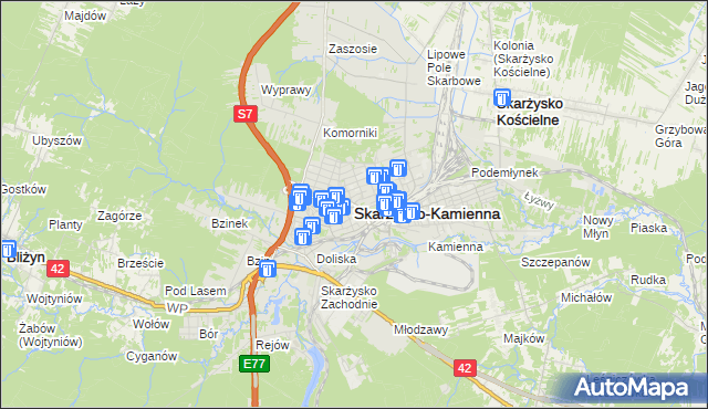 mapa Skarżysko-Kamienna, Skarżysko-Kamienna na mapie Targeo