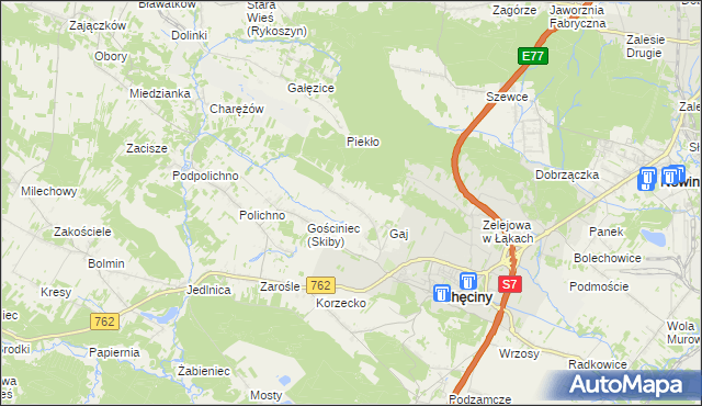 mapa Skiby gmina Chęciny, Skiby gmina Chęciny na mapie Targeo