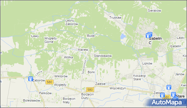 mapa Stanisławów gmina Stare Babice, Stanisławów gmina Stare Babice na mapie Targeo