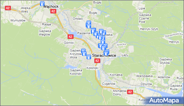 mapa Starachowic, Starachowice na mapie Targeo
