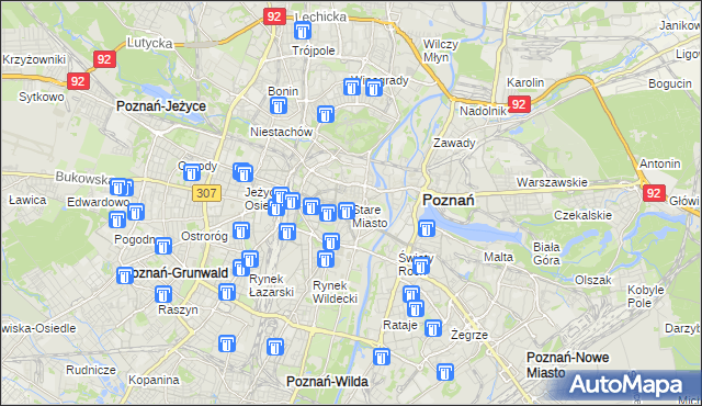 mapa Stare Miasto gmina Poznań, Stare Miasto gmina Poznań na mapie Targeo