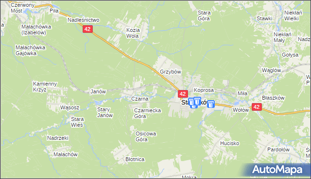 mapa Stary Grzybów, Stary Grzybów na mapie Targeo