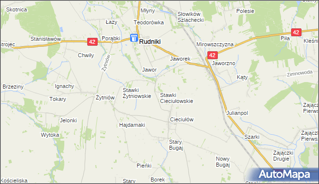 mapa Stawki Cieciułowskie, Stawki Cieciułowskie na mapie Targeo