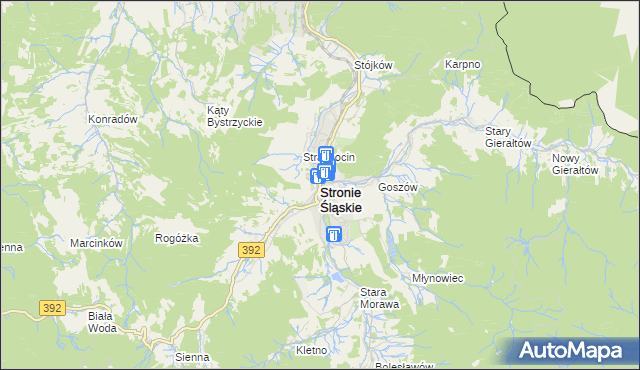 mapa Stronie Śląskie powiat kłodzki, Stronie Śląskie powiat kłodzki na mapie Targeo