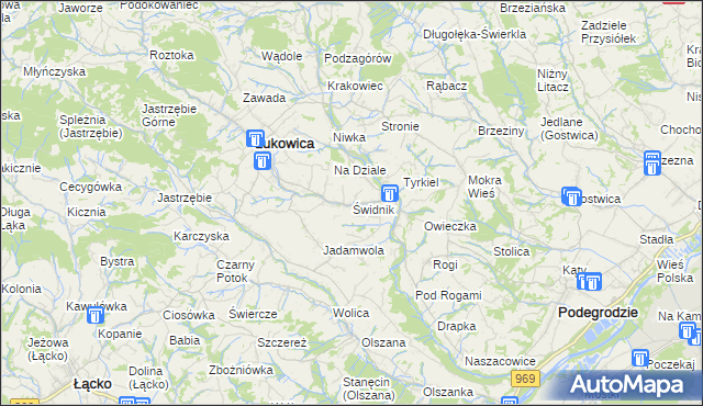 mapa Świdnik gmina Łukowica, Świdnik gmina Łukowica na mapie Targeo
