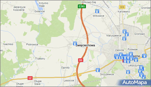 mapa Święciechowa, Święciechowa na mapie Targeo
