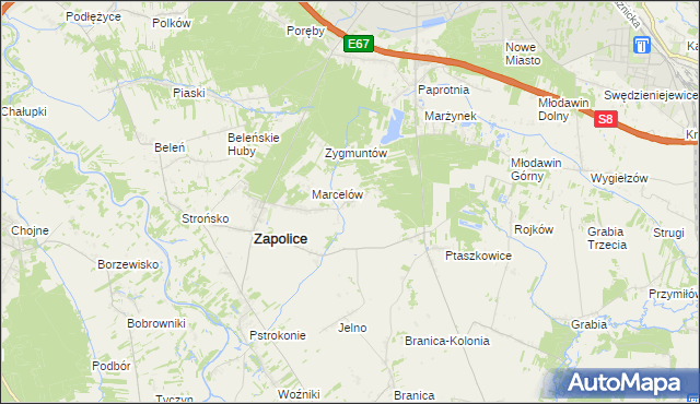 mapa Świerzyny, Świerzyny na mapie Targeo