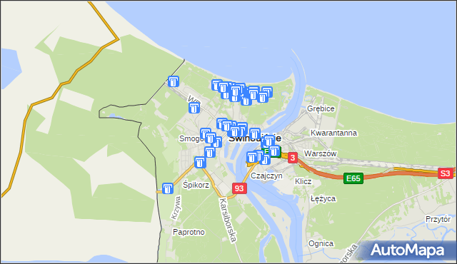 mapa Świnoujście, Świnoujście na mapie Targeo