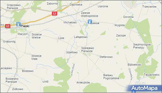 mapa Szelejewo Pierwsze, Szelejewo Pierwsze na mapie Targeo