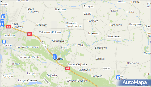 mapa Szeligi gmina Słupno, Szeligi gmina Słupno na mapie Targeo