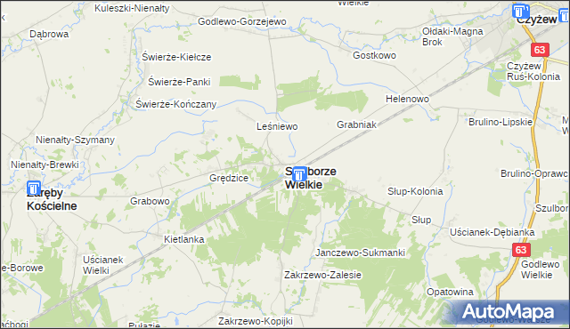 mapa Szulborze Wielkie, Szulborze Wielkie na mapie Targeo