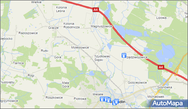 mapa Szydłowiec Śląski, Szydłowiec Śląski na mapie Targeo