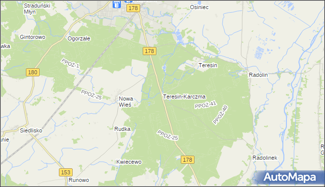 mapa Teresin-Karczma, Teresin-Karczma na mapie Targeo