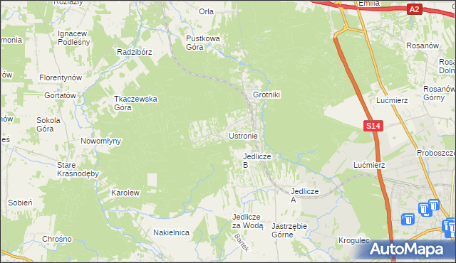 mapa Ustronie gmina Zgierz, Ustronie gmina Zgierz na mapie Targeo
