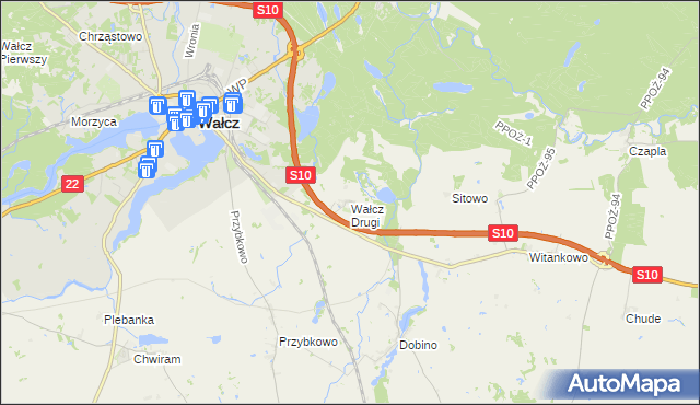 mapa Wałcz Drugi, Wałcz Drugi na mapie Targeo