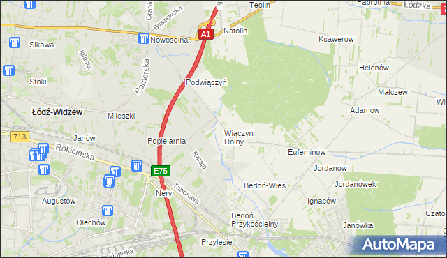 mapa Wiączyń Dolny, Wiączyń Dolny na mapie Targeo