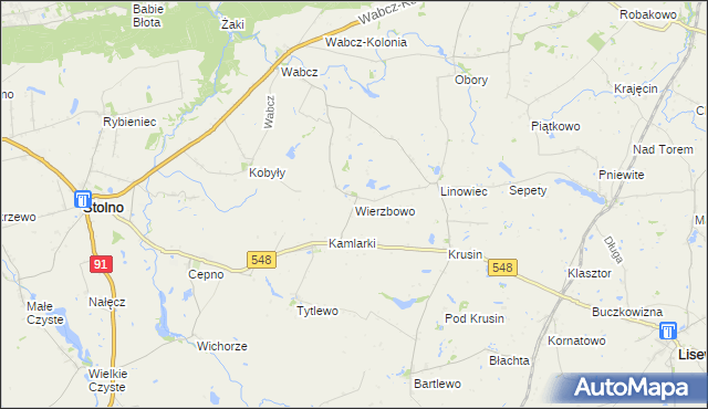 mapa Wierzbowo gmina Lisewo, Wierzbowo gmina Lisewo na mapie Targeo