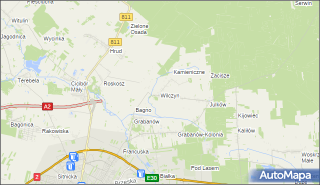 mapa Wilczyn gmina Biała Podlaska, Wilczyn gmina Biała Podlaska na mapie Targeo