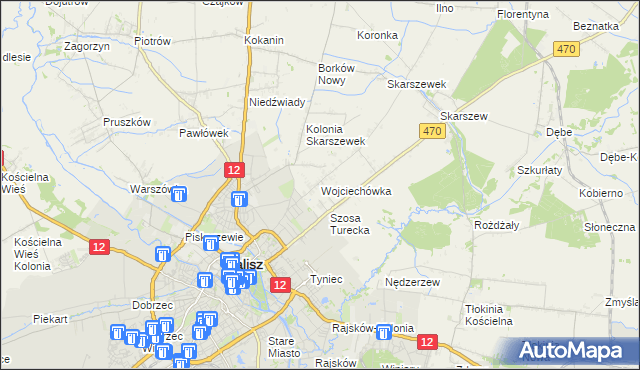 mapa Wojciechówka gmina Żelazków, Wojciechówka gmina Żelazków na mapie Targeo