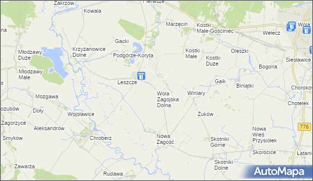 mapa Wola Zagojska Dolna, Wola Zagojska Dolna na mapie Targeo