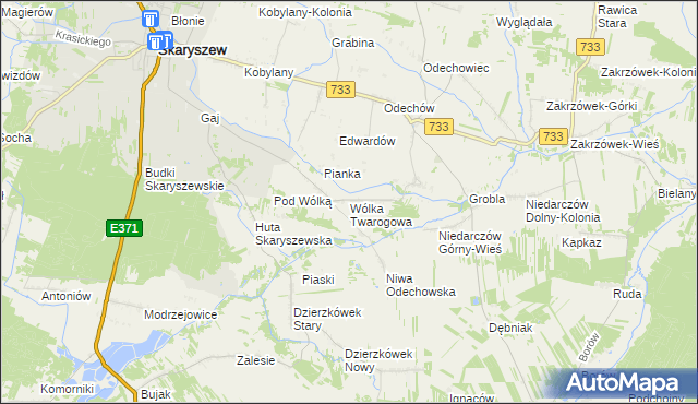 mapa Wólka Twarogowa, Wólka Twarogowa na mapie Targeo
