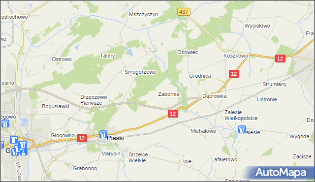 mapa Zabornia gmina Piaski, Zabornia gmina Piaski na mapie Targeo
