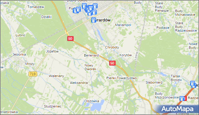 mapa Zazdrość gmina Radziejowice, Zazdrość gmina Radziejowice na mapie Targeo