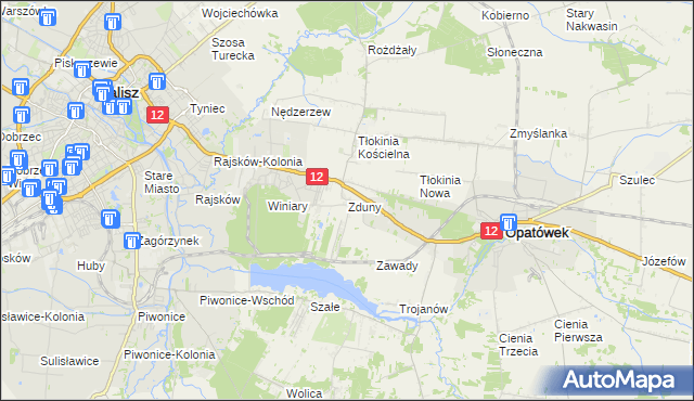 mapa Zduny gmina Opatówek, Zduny gmina Opatówek na mapie Targeo