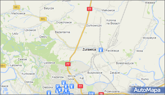 mapa Żurawica powiat przemyski, Żurawica powiat przemyski na mapie Targeo