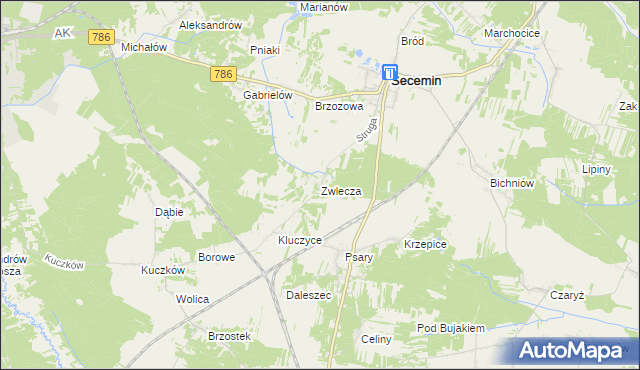 mapa Zwlecza, Zwlecza na mapie Targeo