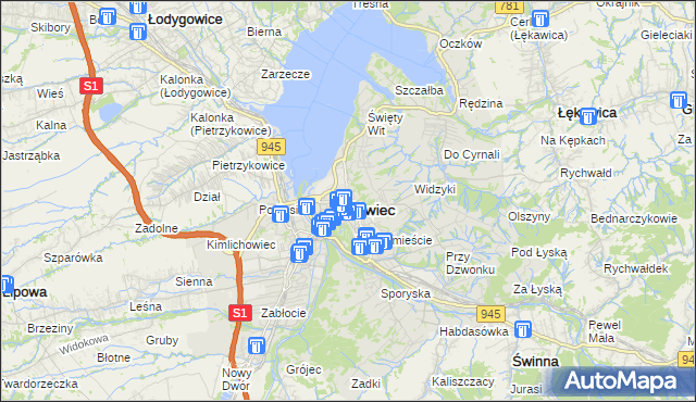mapa Żywiec, Żywiec na mapie Targeo