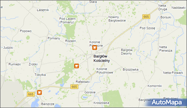 mapa Bargłów Kościelny, Bargłów Kościelny na mapie Targeo