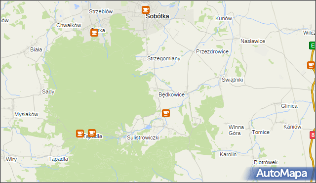 mapa Będkowice gmina Sobótka, Będkowice gmina Sobótka na mapie Targeo