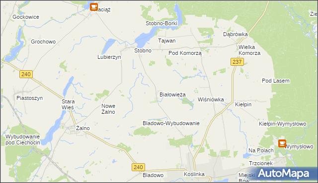 mapa Białowieża gmina Tuchola, Białowieża gmina Tuchola na mapie Targeo