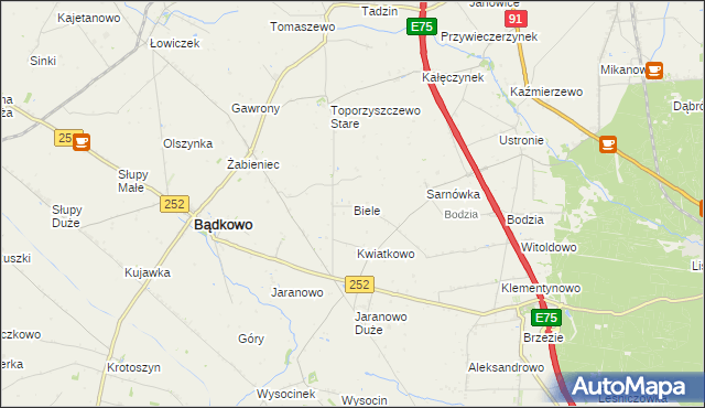 mapa Biele gmina Bądkowo, Biele gmina Bądkowo na mapie Targeo