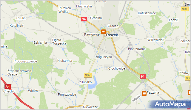 mapa Boguszyce gmina Toszek, Boguszyce gmina Toszek na mapie Targeo