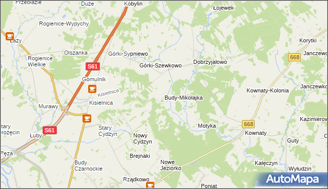 mapa Budy-Mikołajka, Budy-Mikołajka na mapie Targeo