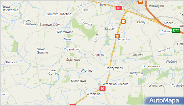 mapa Cholewy gmina Płońsk, Cholewy gmina Płońsk na mapie Targeo