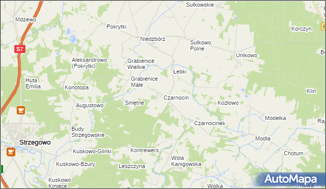 mapa Czarnocin gmina Strzegowo, Czarnocin gmina Strzegowo na mapie Targeo