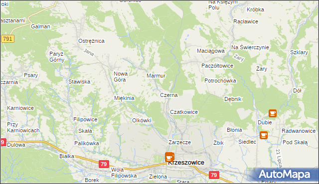 mapa Czerna gmina Krzeszowice, Czerna gmina Krzeszowice na mapie Targeo