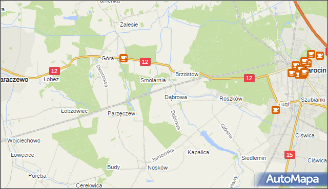 mapa Dąbrowa gmina Jarocin, Dąbrowa gmina Jarocin na mapie Targeo