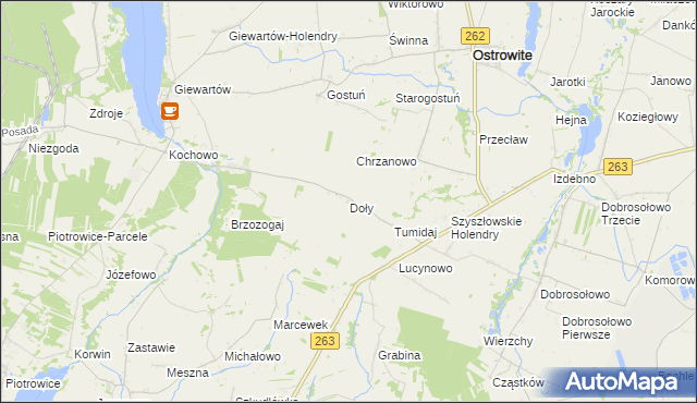 mapa Doły gmina Ostrowite, Doły gmina Ostrowite na mapie Targeo