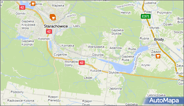 mapa Dziurów gmina Brody, Dziurów gmina Brody na mapie Targeo