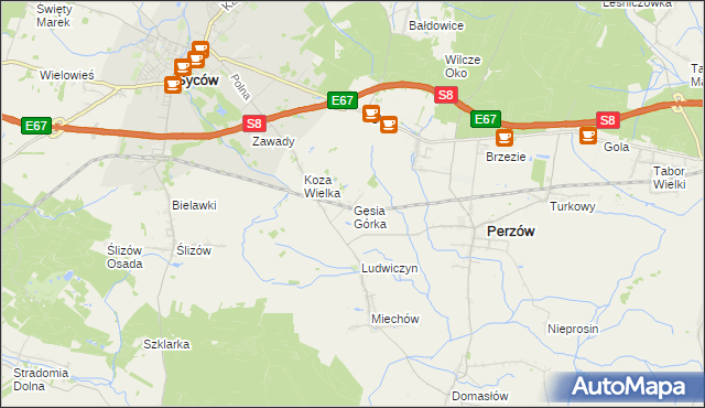 mapa Gęsia Górka, Gęsia Górka na mapie Targeo