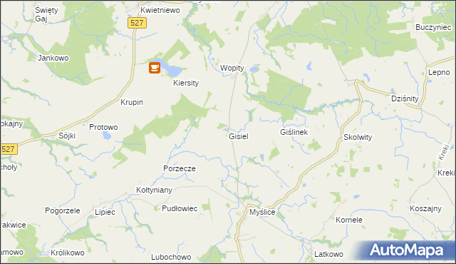 mapa Gisiel gmina Stary Dzierzgoń, Gisiel gmina Stary Dzierzgoń na mapie Targeo